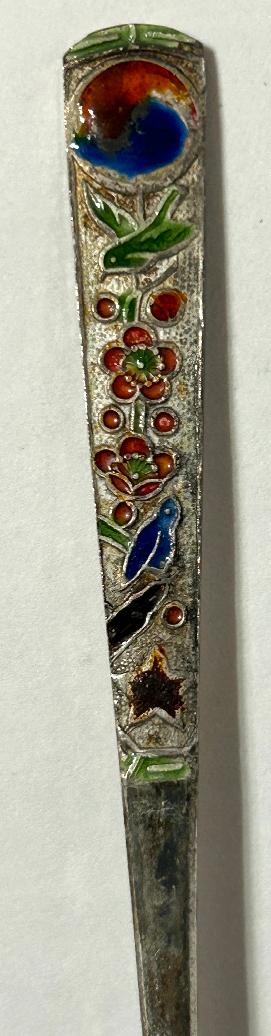 SILVER AND ENAMEL SET ORIENTAL SPOONS