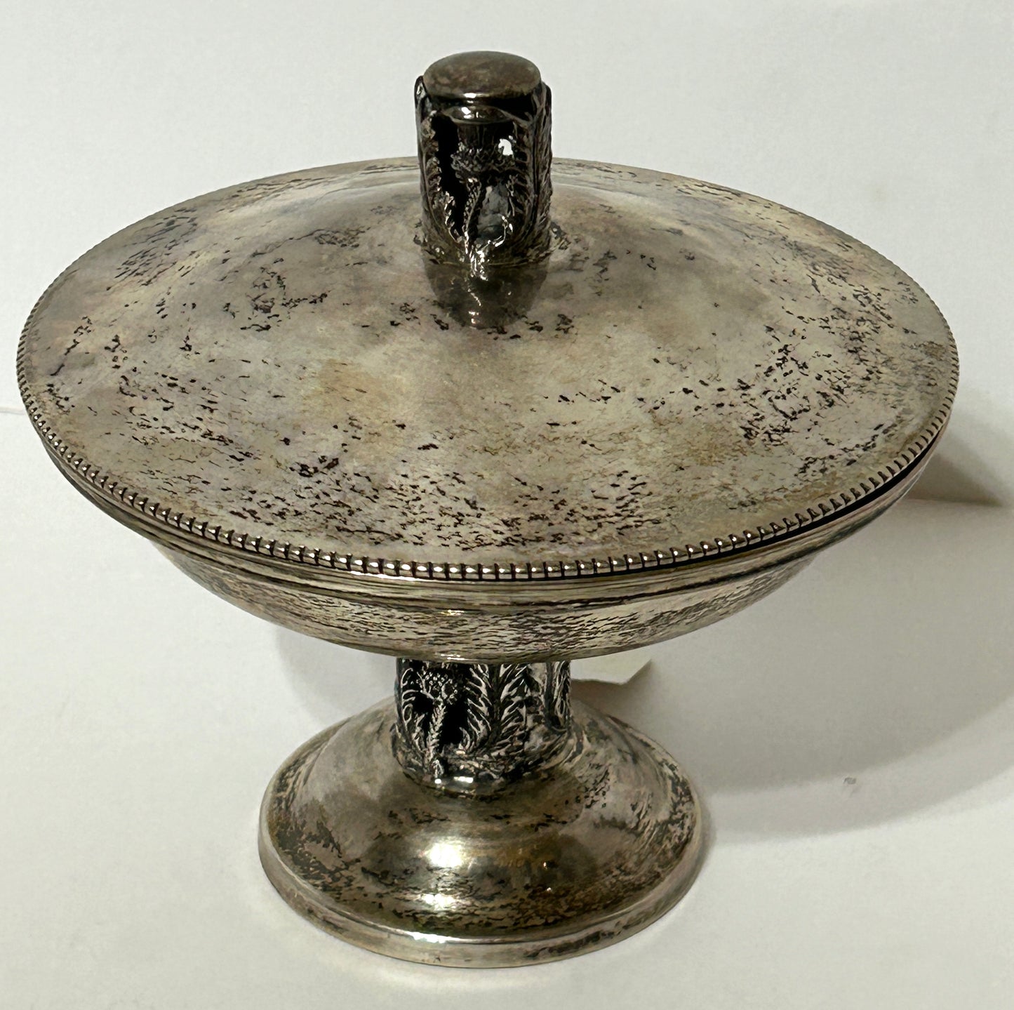 STERLING SILVER THISTLE PATTERN COVERED COMPOTE