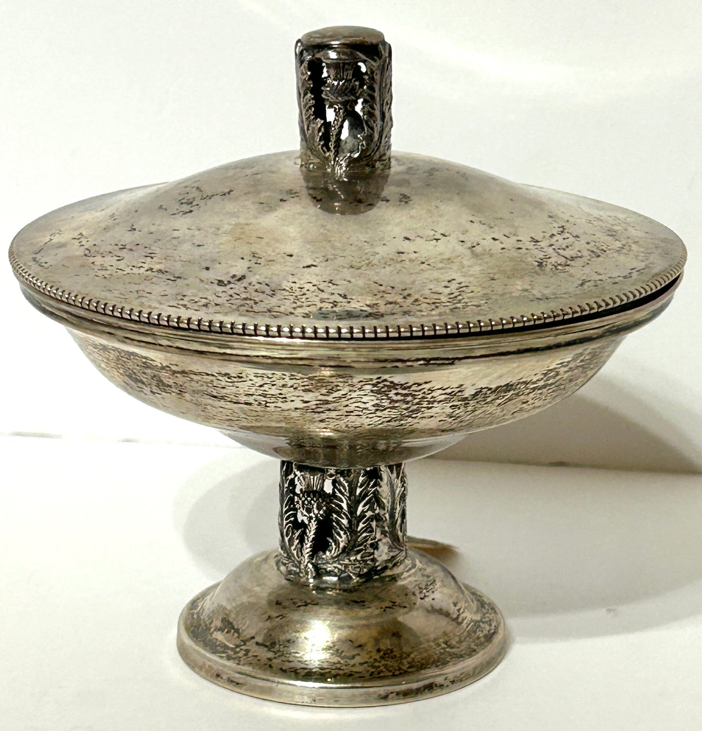 STERLING SILVER THISTLE PATTERN COVERED COMPOTE