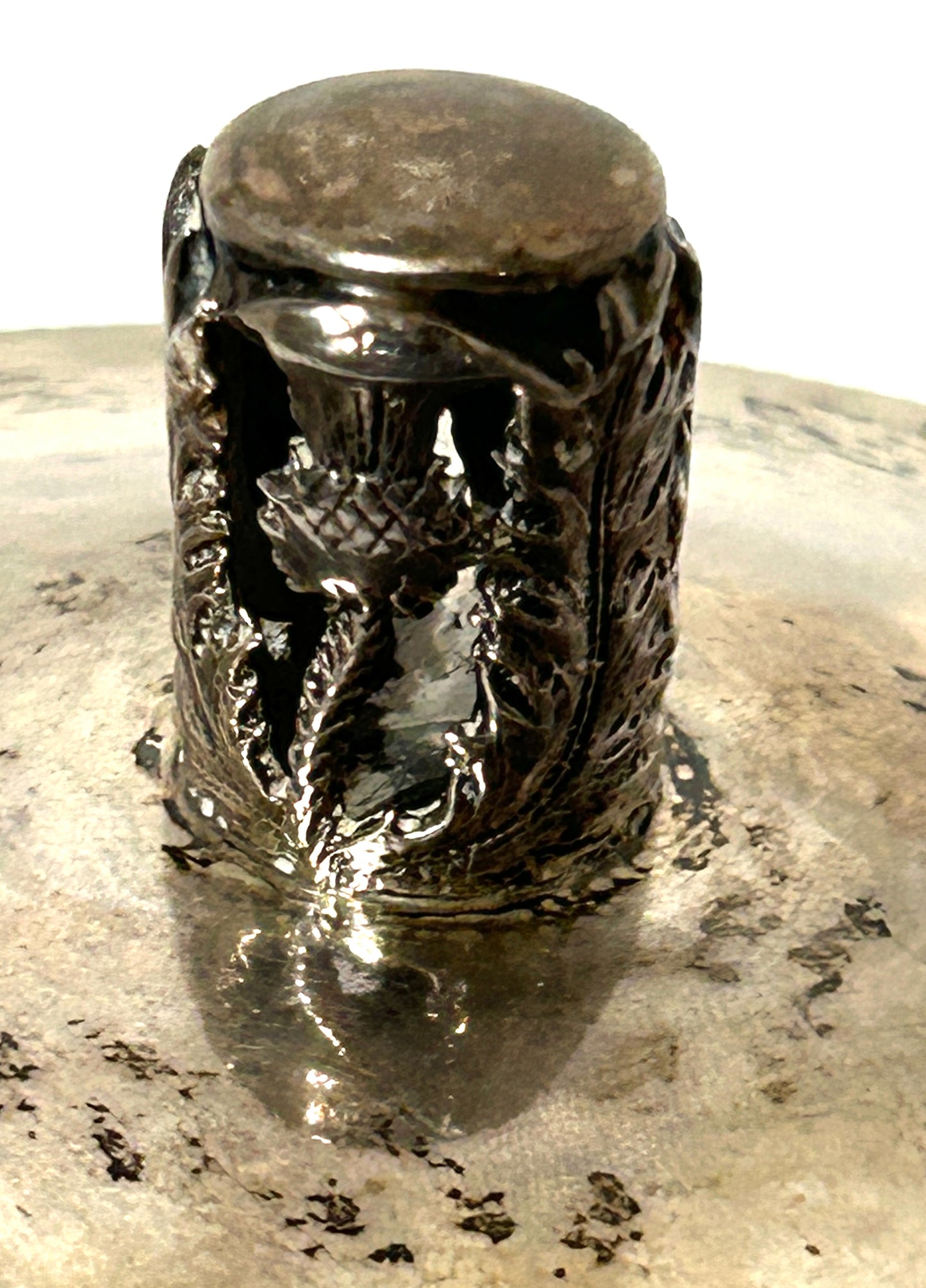 STERLING SILVER THISTLE PATTERN COVERED COMPOTE