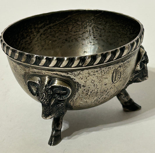 STERLING GORHAM SILVER RAMS HEADS SALT HOLDER