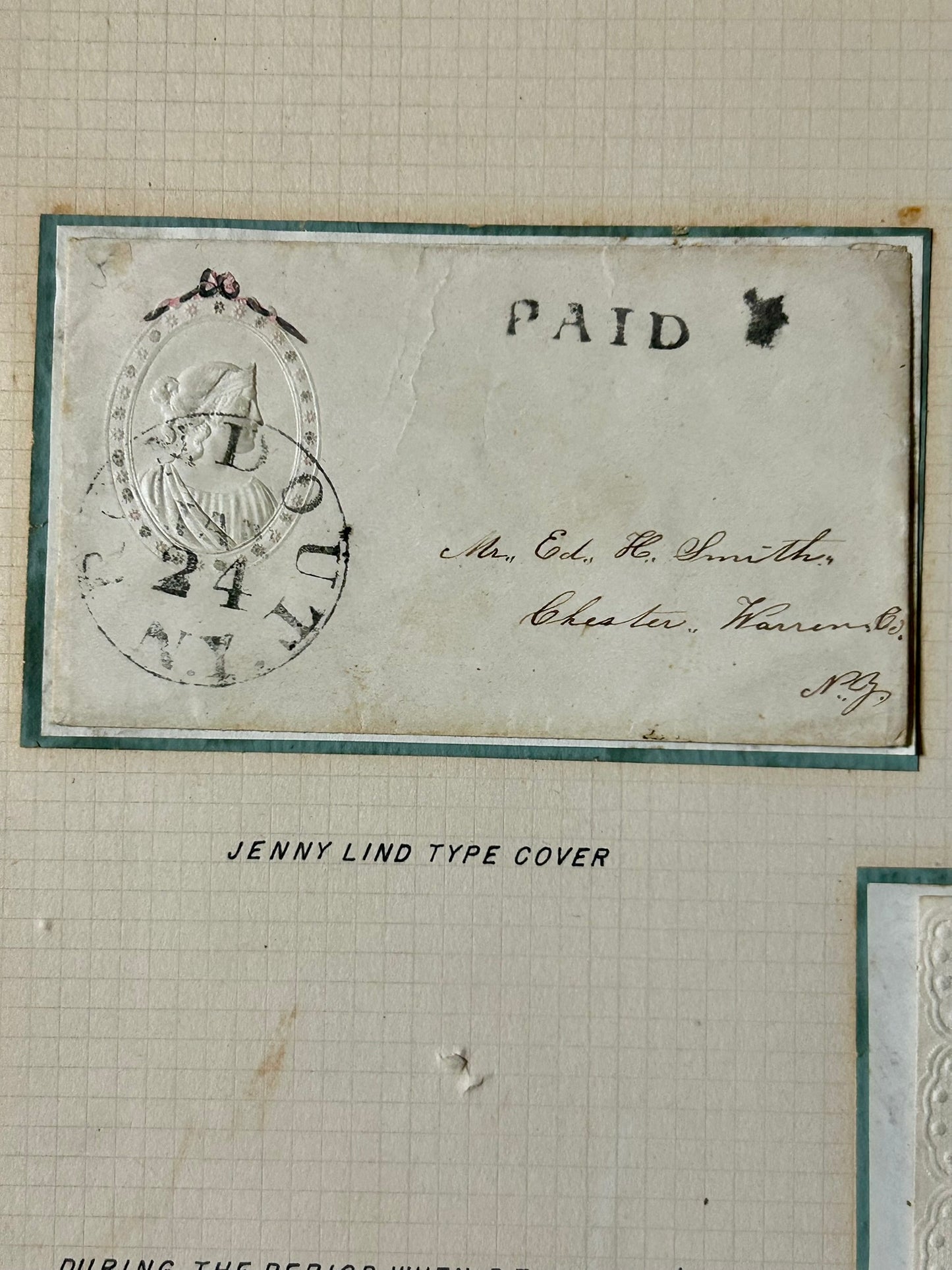 JENNY LIND ANTIQUE 1850 MEMORABILIA-TICKET, PORTRAIT & STATIONERY
