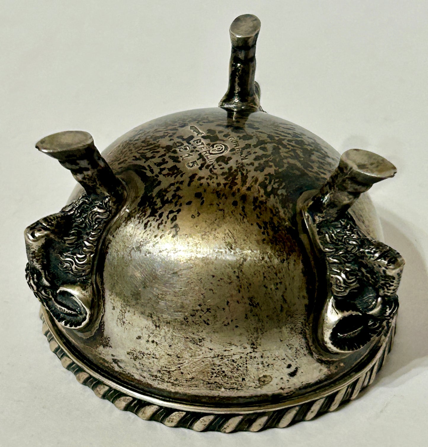 STERLING GORHAM SILVER RAMS HEADS SALT HOLDER