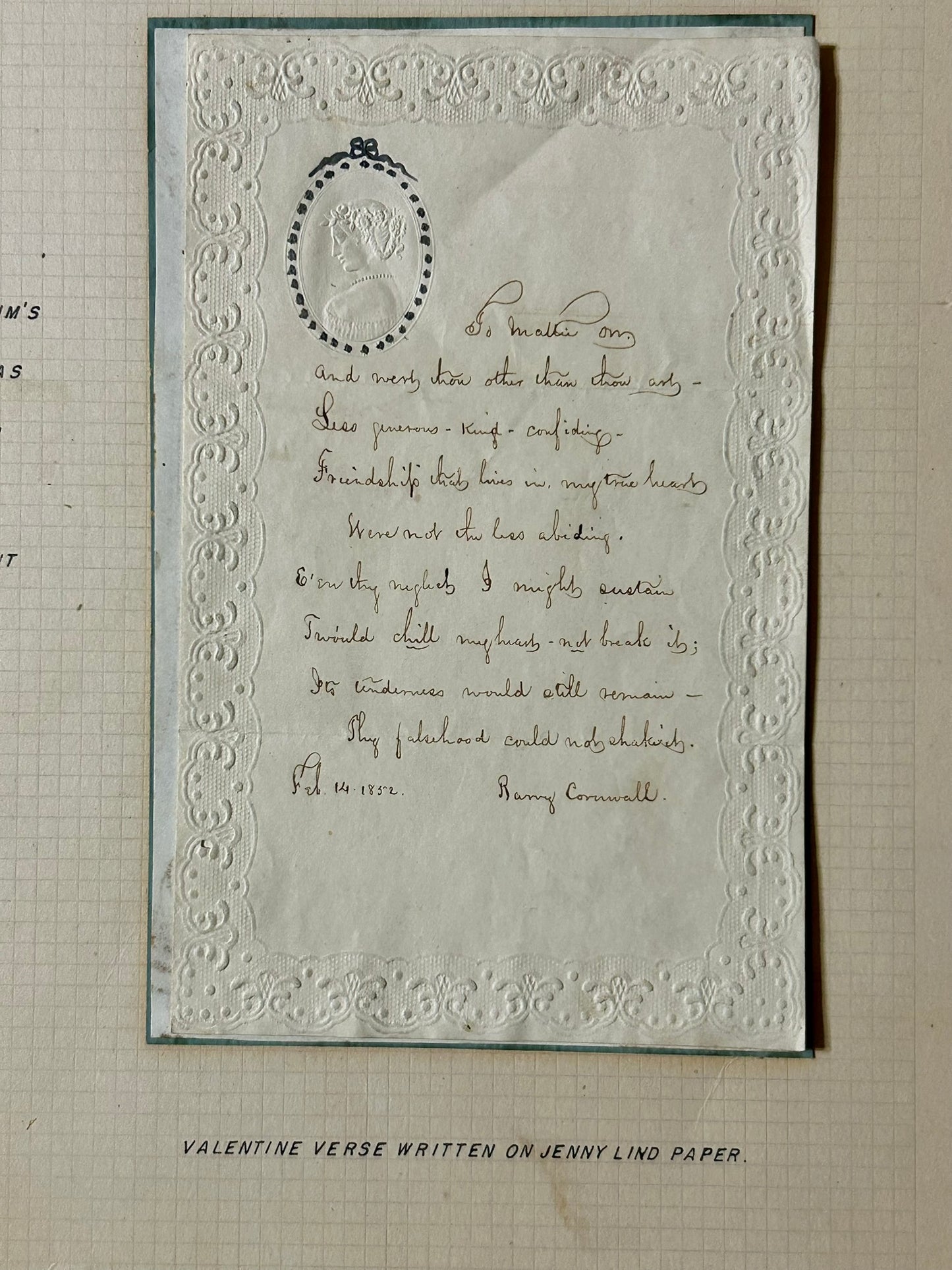 JENNY LIND ANTIQUE 1850 MEMORABILIA-TICKET, PORTRAIT & STATIONERY