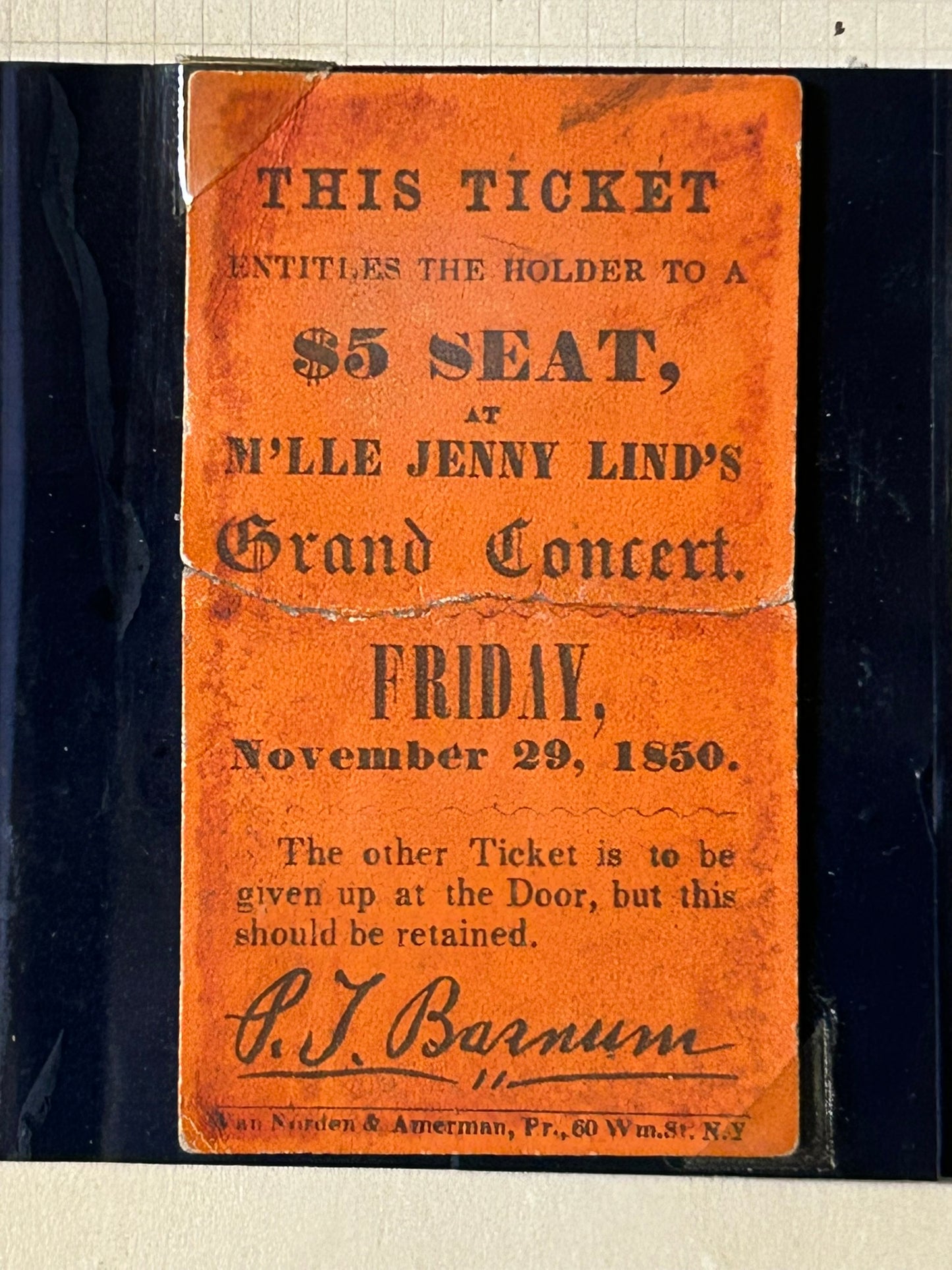 JENNY LIND ANTIQUE 1850 MEMORABILIA-TICKET, PORTRAIT & STATIONERY