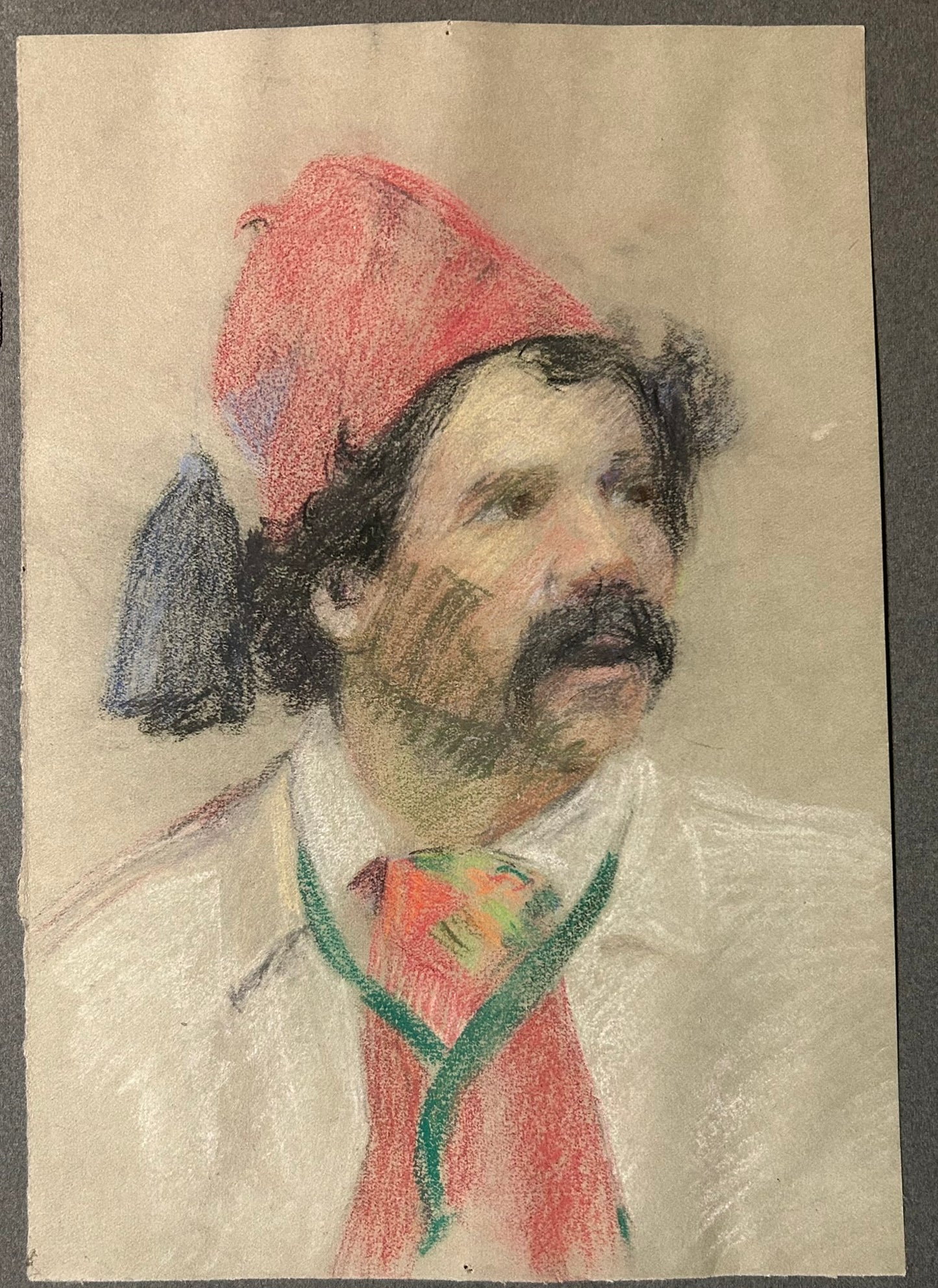 NEBRASKA ARTIST LOUISE MUNDY PORTRAIT OF MAN IN FEZ HAT