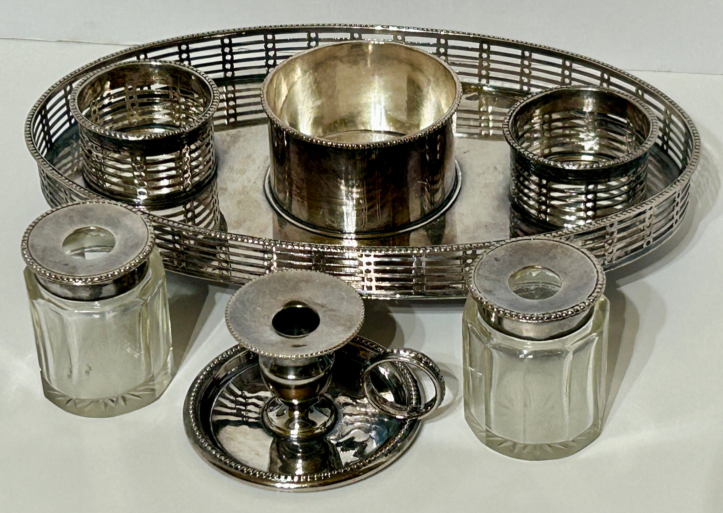 ENGLISH GEORGIAN SHEFFIELD PLATE ANTIQUE DESK STANDISH