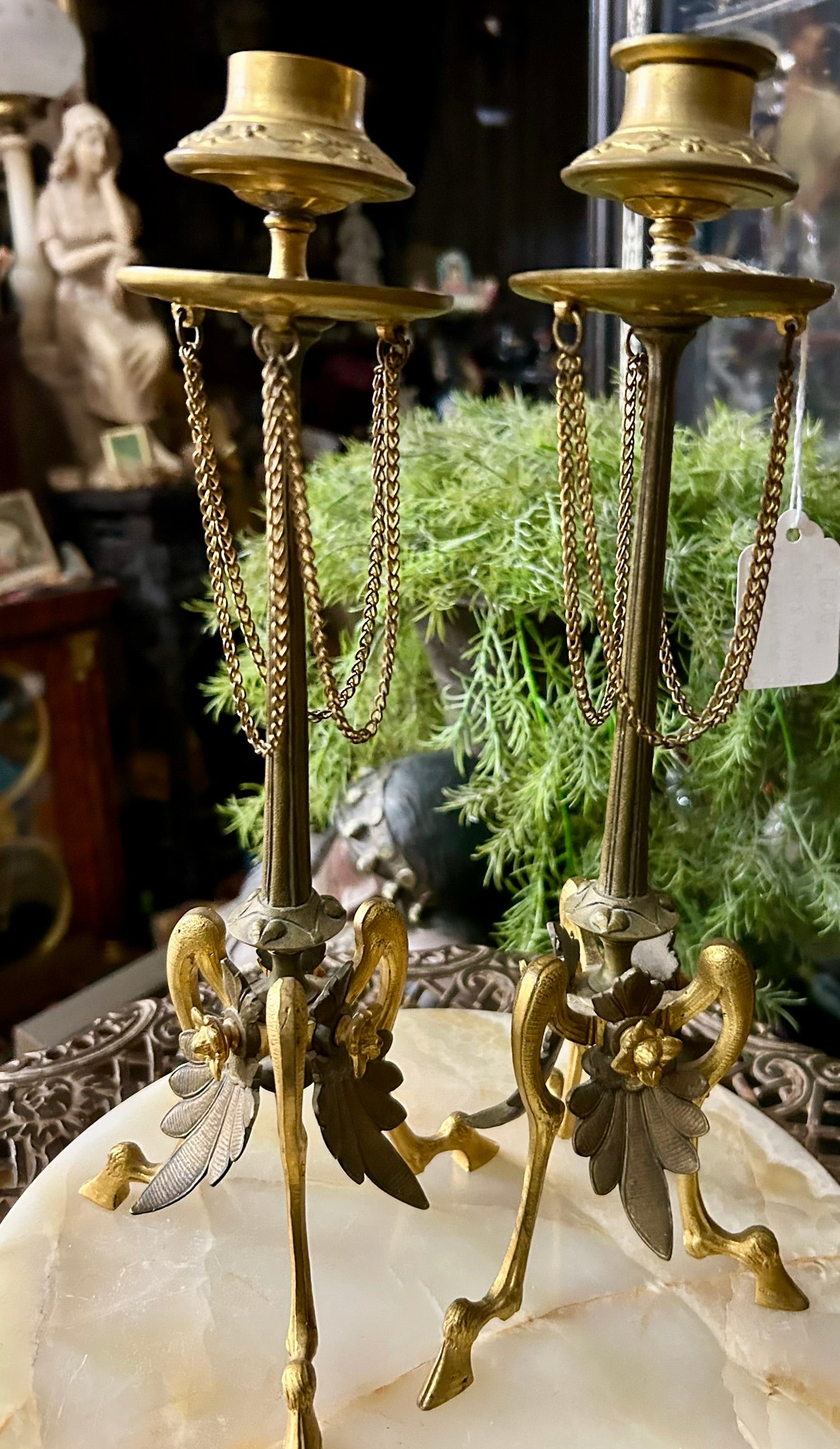 HENRI PICARD PAIR OF BRONZE CANDLESTICKS