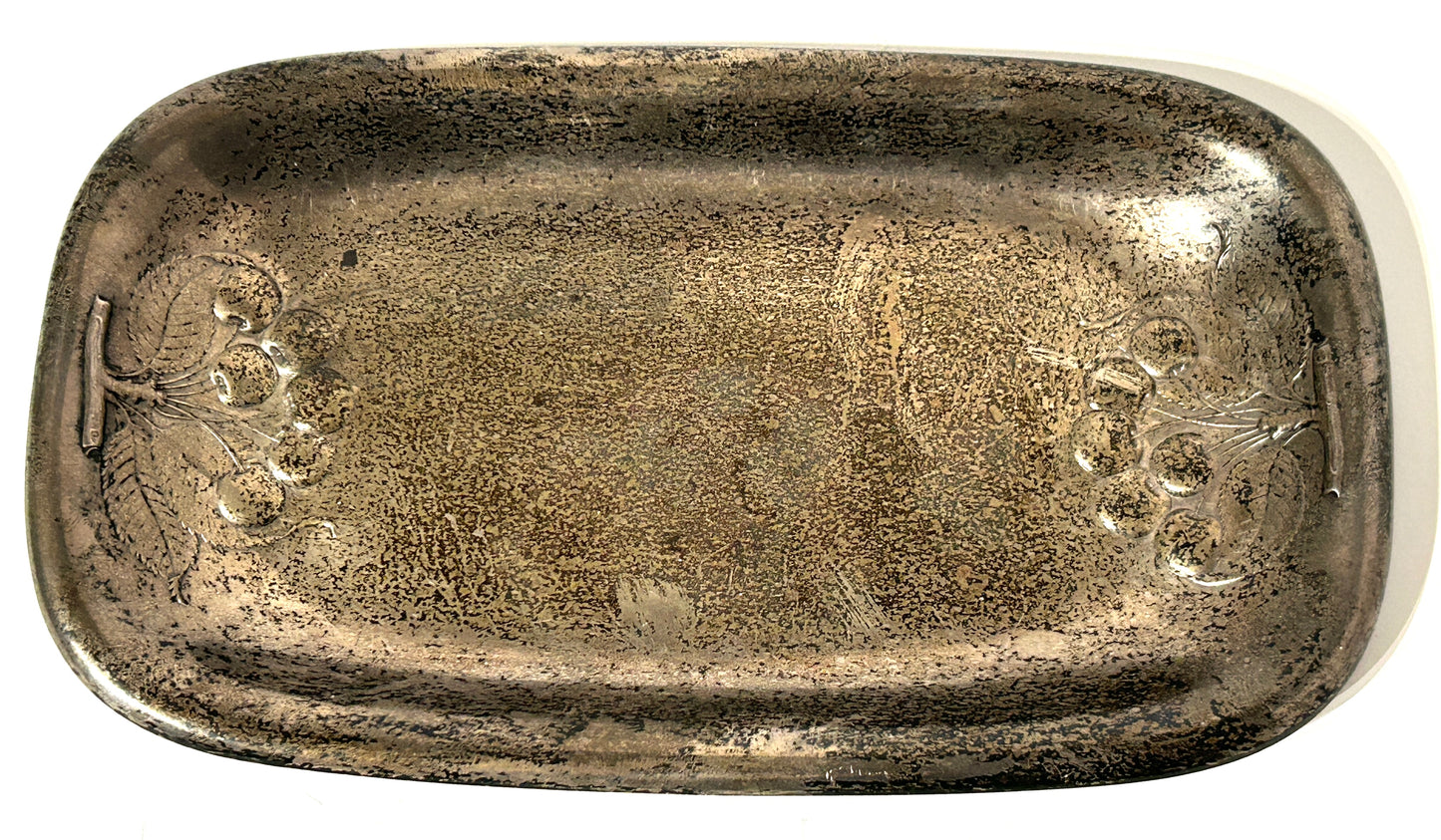 STERLING WALLACE SILVER CO. TRAY WITH CHERRIES DESIGN