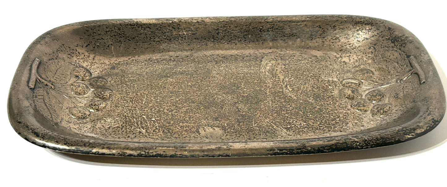 STERLING WALLACE SILVER CO. TRAY WITH CHERRIES DESIGN