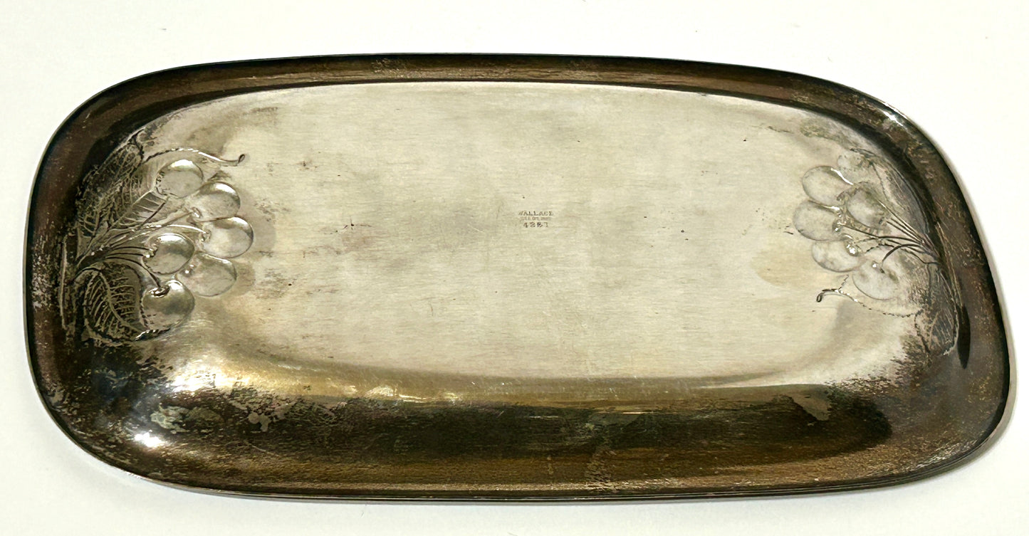 STERLING WALLACE SILVER CO. TRAY WITH CHERRIES DESIGN