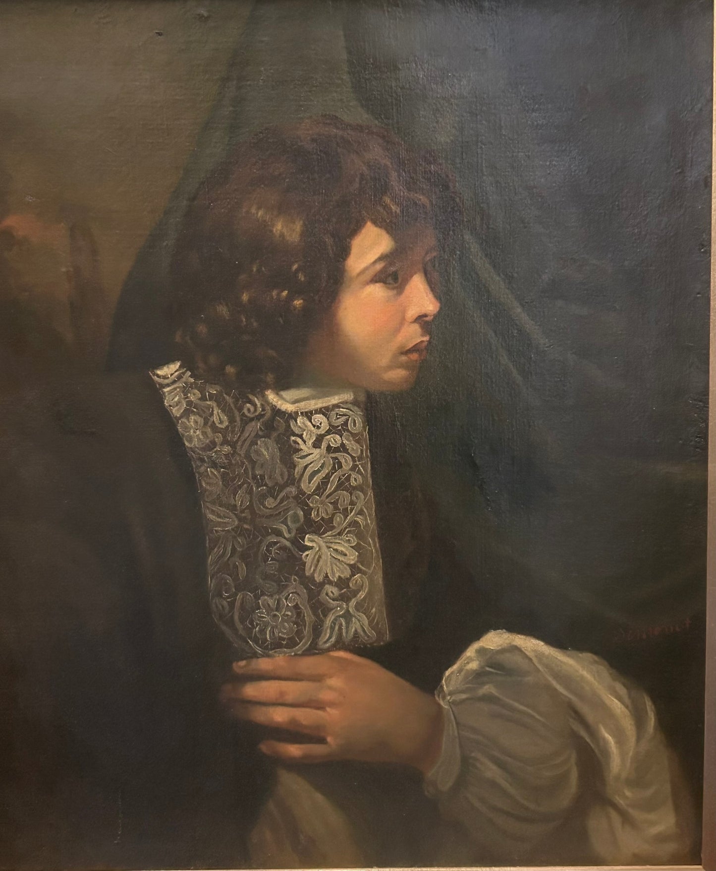 1800'S PAINTING OF BOY IN FANCY CLOTHING