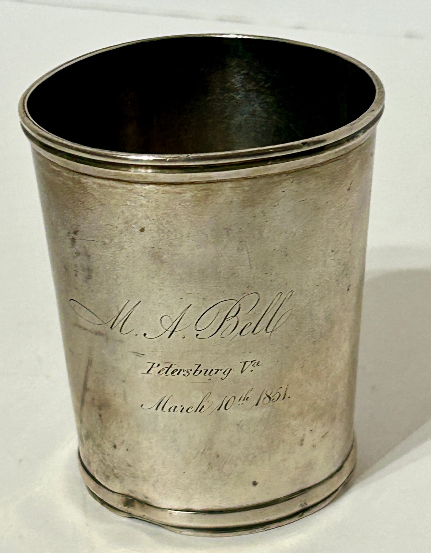 SILVER CUP BY THEODORE DUBOSQ, PHILADELPHIA PENNSYLVANIA 1829-1850