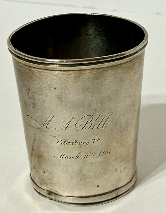 SILVER CUP BY THEODORE DUBOSQ, PHILADELPHIA PENNSYLVANIA 1829-1850