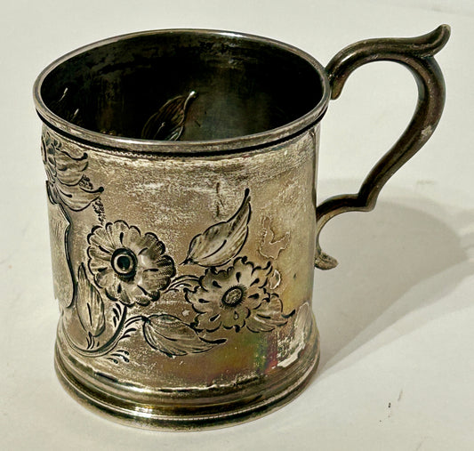 ANTIQUE VIRGINIA COIN SILVER MUG BY MITCHELL & TYLER