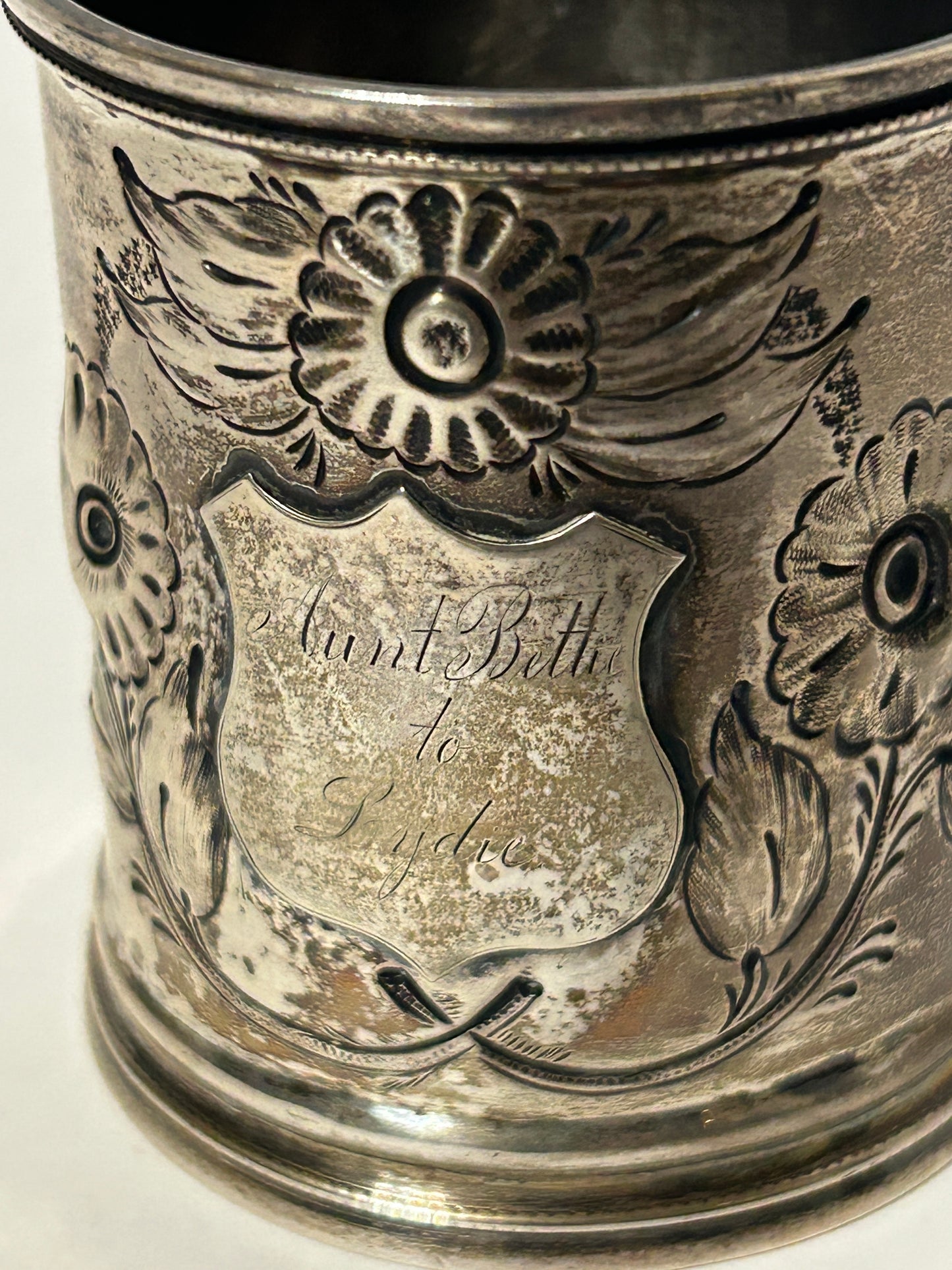 ANTIQUE VIRGINIA COIN SILVER MUG BY MITCHELL & TYLER