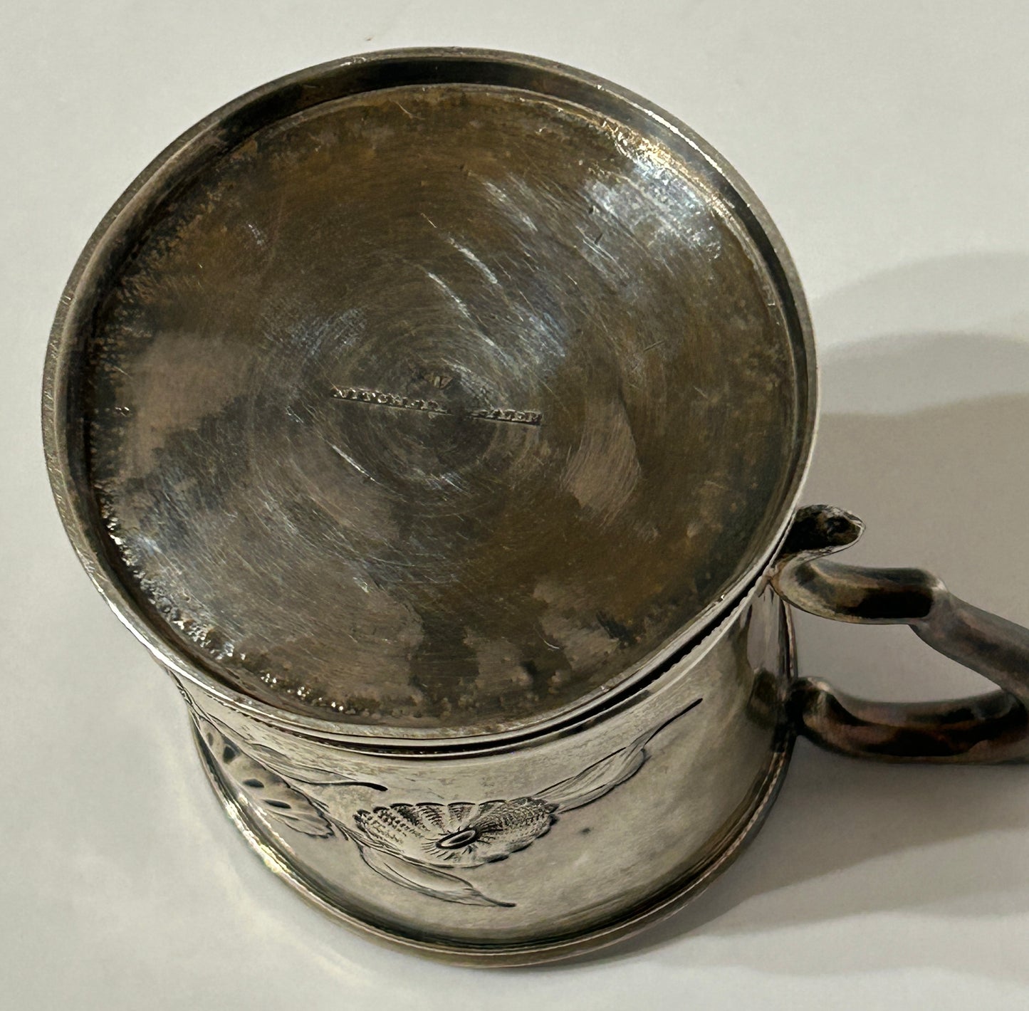 ANTIQUE VIRGINIA COIN SILVER MUG BY MITCHELL & TYLER