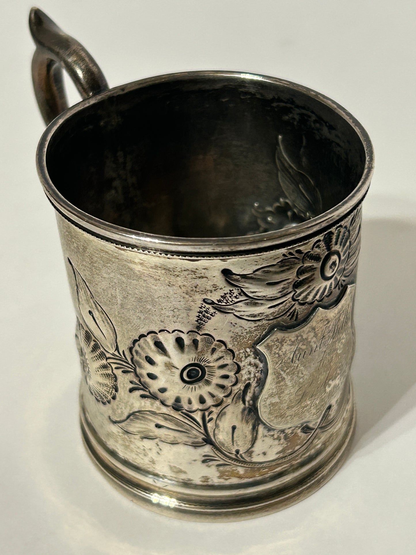ANTIQUE VIRGINIA COIN SILVER MUG BY MITCHELL & TYLER