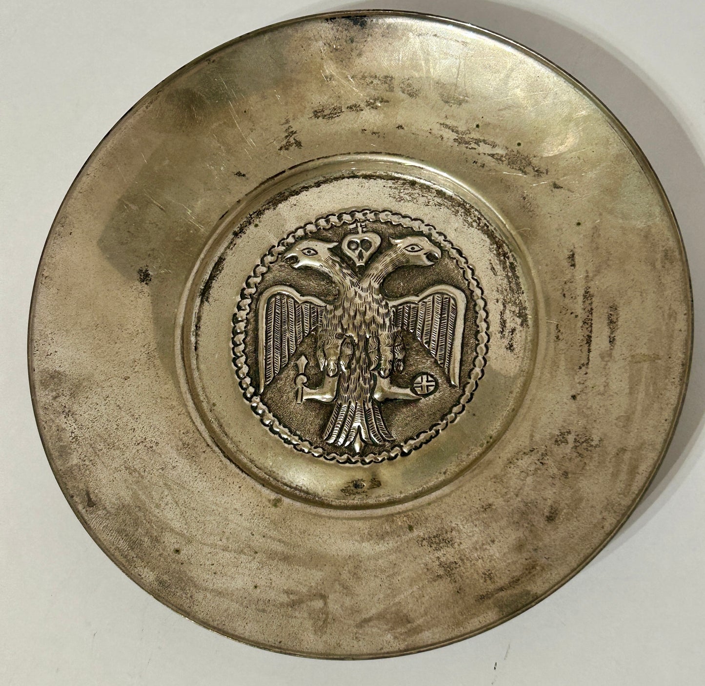 SCANDINAVIA - NORWAY SILVER TRAY WITH DOUBLE HEAD EAGLE