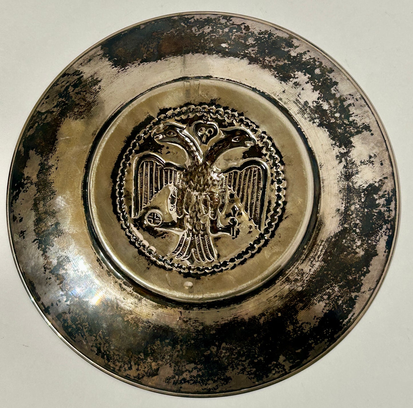 SCANDINAVIA - NORWAY SILVER TRAY WITH DOUBLE HEAD EAGLE