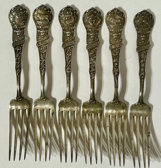 STERLING ZODIAC PATTERN HEAVY FORKS