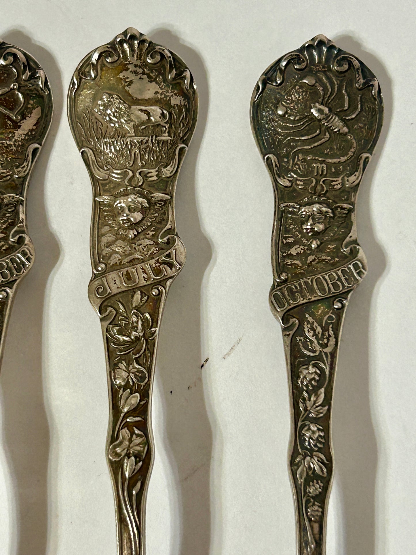 STERLING ZODIAC PATTERN HEAVY FORKS