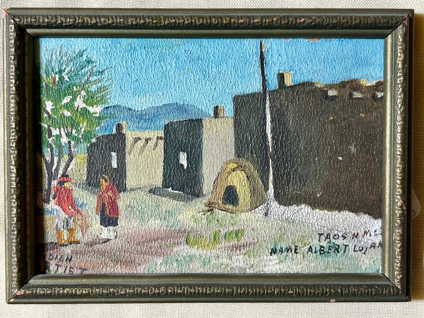 NATIVE AMERICAN ARTIST ALBERT LUJAN TAOS ARTIST PAINTING