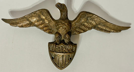 ANTIQUE BRONZE EAGLE AND SHIELD DECORATION