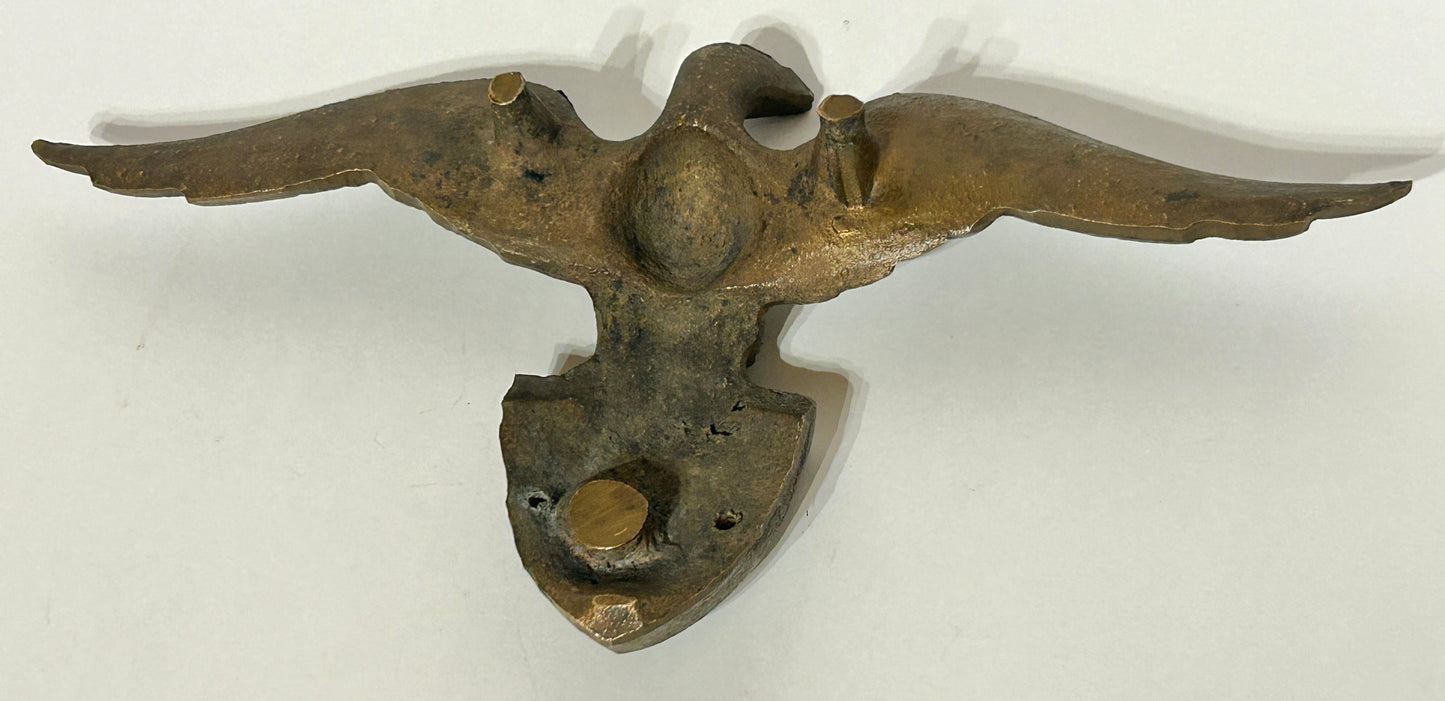 ANTIQUE BRONZE EAGLE AND SHIELD DECORATION