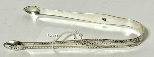 HESTER BATEMAN CIRCA 1780 SILVER SUGAR TONGS