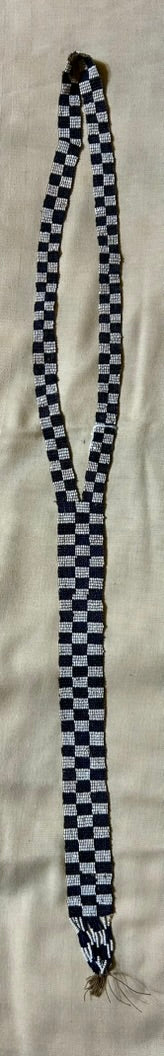 NATIVE AMERICAN LOOM BEADED BLUE AND WHITE NECKLACE