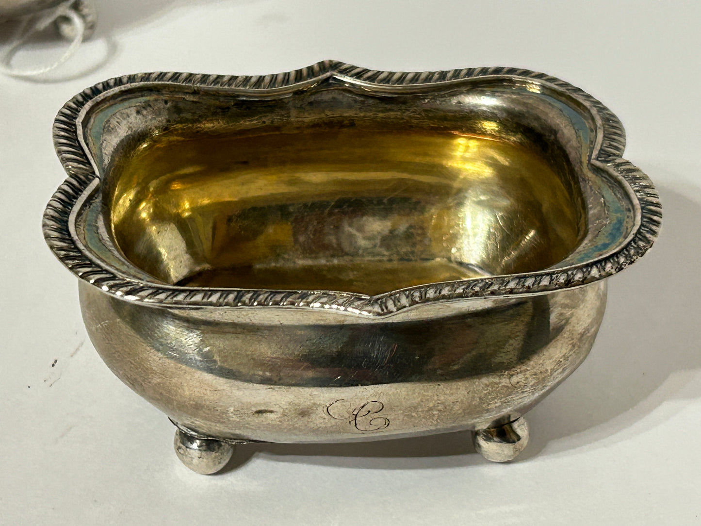 ANTIQUE SILVER SALTS PAIR LONDON CIRCA 1800