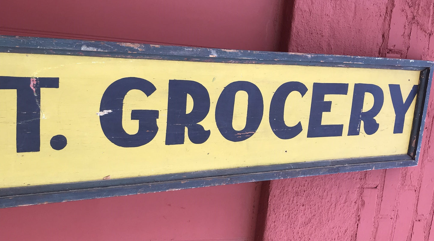 OAK GROVE MILK AT 11TH ST. GROCERY ANTIQUE WOODEN SIGN