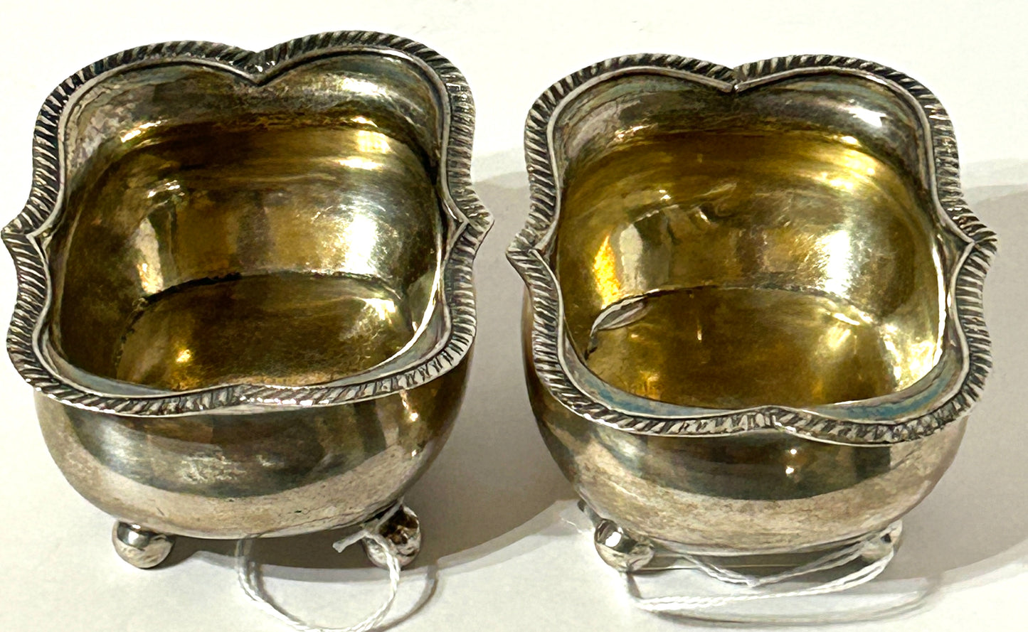 ANTIQUE SILVER SALTS PAIR LONDON CIRCA 1800