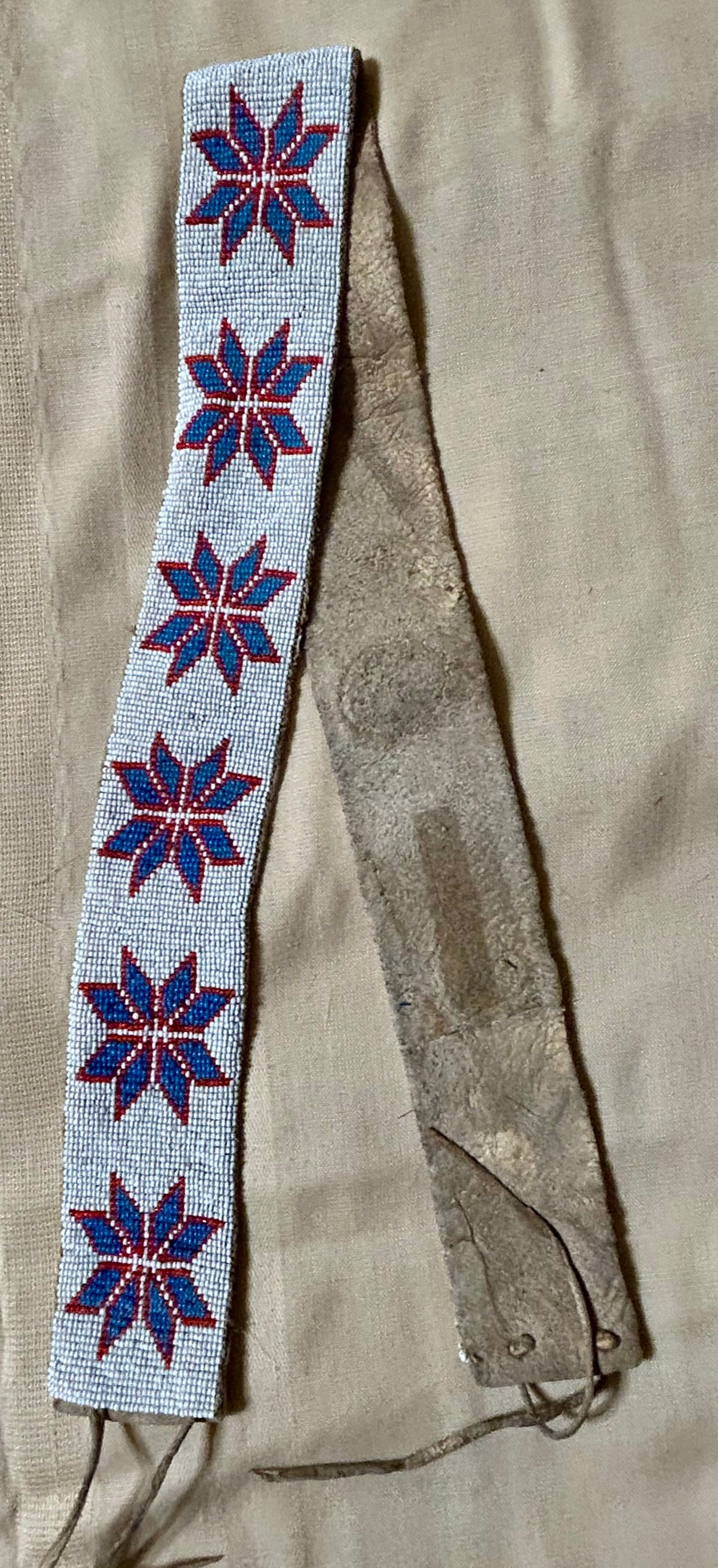 NATIVE AMERICAN BEADED BELT WITH STAR DESIGNS