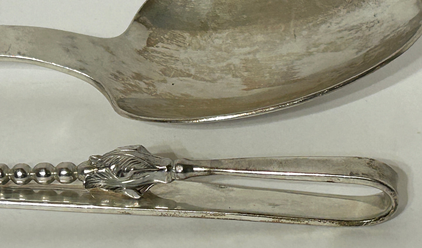 MEXICAN SILVER HEAVY LARGE SALAD SET