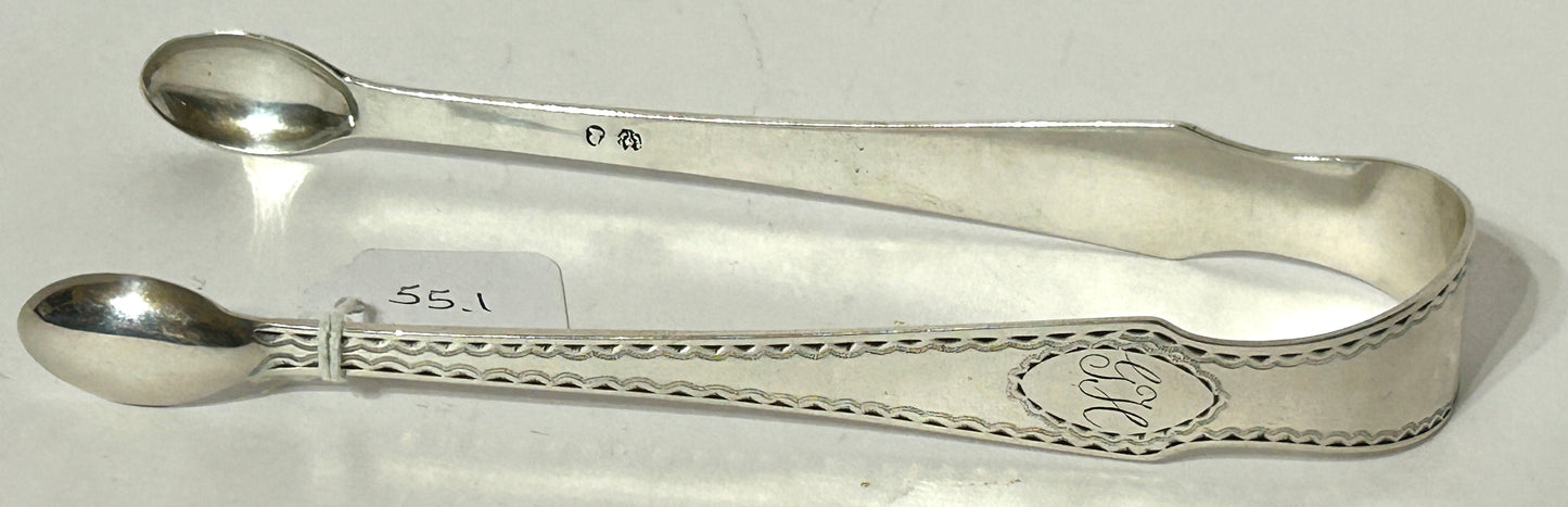ANTIQUE SILVER TONGS BY JAMES DEMPSTER EDINBURGH
