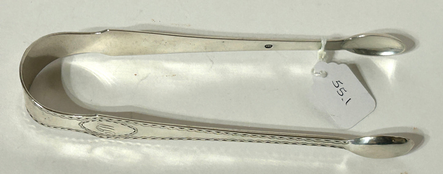 ANTIQUE SILVER TONGS BY JAMES DEMPSTER EDINBURGH