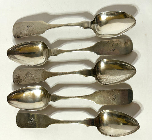 ANTIQUE SILVER SPOONS BY 1800'S VIRGINIA MAKER